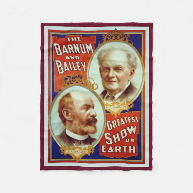 Barnum and Bailey Vintage Circus Poster Fleece Blanket (Front)