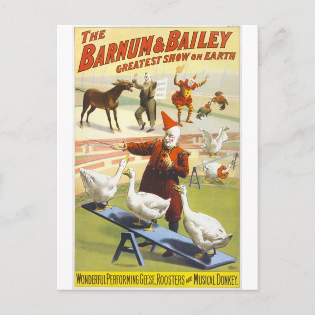 Barnum and Bailey Vintage Circus Poster Postcard (Front)