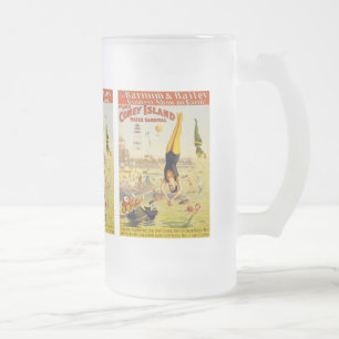 Barnum & Bailey Coney Island Water Carnival Frosted Glass Beer Mug