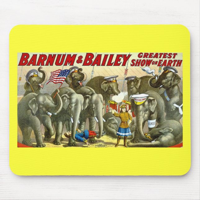 Barnum & Bailey - Elephants - Vintage Ad Mouse Mat (Front)