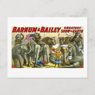 Barnum & Bailey - Elephants - Vintage Ad Postcard