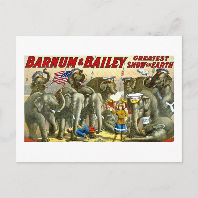 Barnum & Bailey - Elephants - Vintage Ad Postcard (Front)