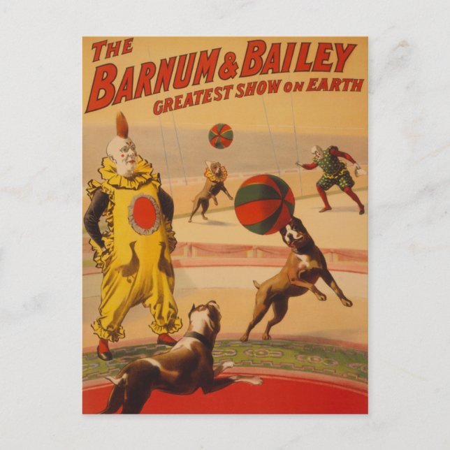 Barnum & Bailey - Marvellous Football Dogs Postcard (Front)