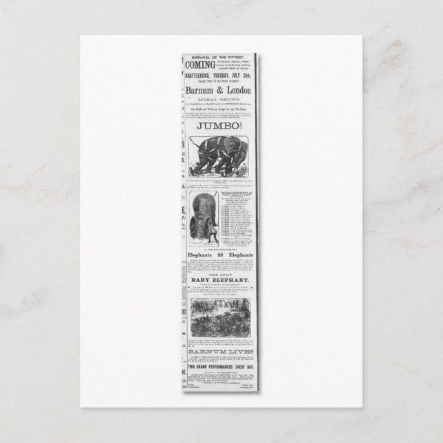 Barnum & London Moral Shows Ad Postcard (Front)