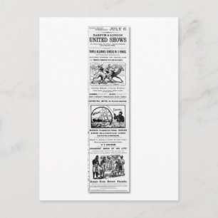 Barnum & London United Shows Ad Postcard