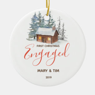 Barnwood 1st Christmas Engaged Ornament Gift