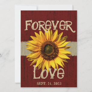 Barnwood and Burlap Sunflower Wedding Invitation