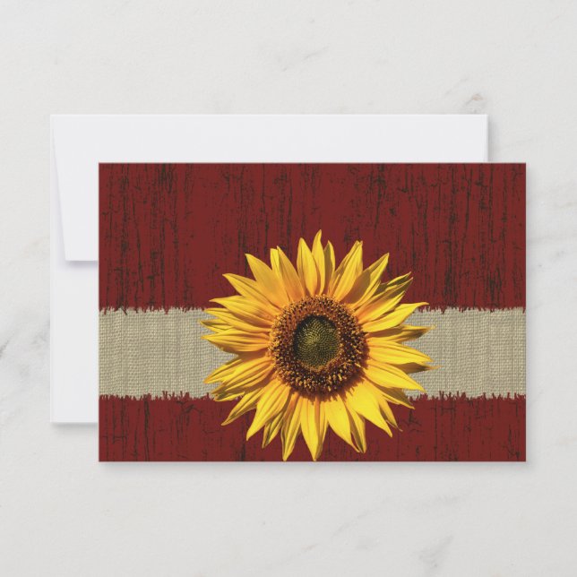 Barnwood and Burlap Sunflower Wedding RSVP (Front)
