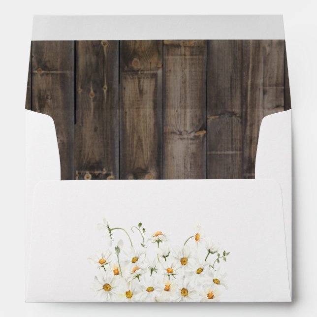 Barnwood and Daisies Wedding Envelope (Back (Bottom))