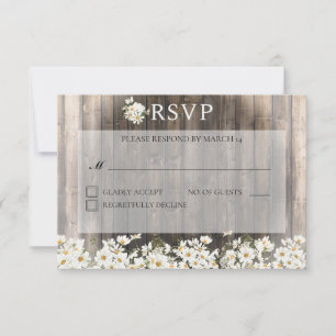 Barnwood and Daisies Wedding RSVP Card
