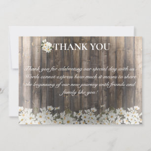 Barnwood and Daisies Wedding Thank You Card