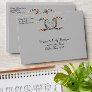 Barnwood, Country Lace & Horseshoes Wedding Envelope