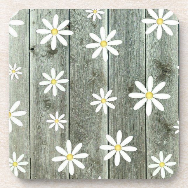 Barnwood Daisy Beverage Coaster (Front)