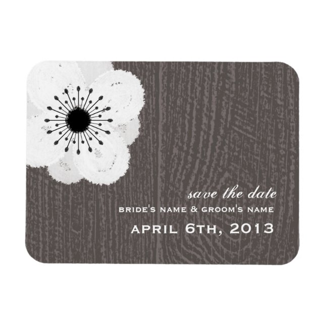 Barnwood Inspired French Anemone Save The Date Magnet (Horizontal)