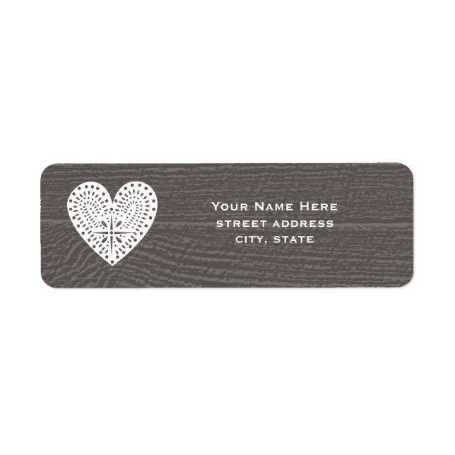 Barnwood Inspired Lace Heart Address Label (Front)