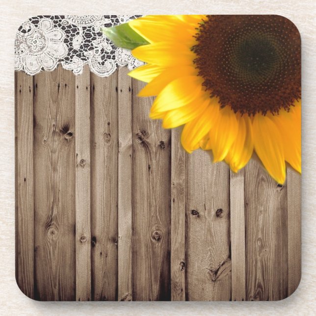 barnwood lace rustic western country sunflower coaster (Front)