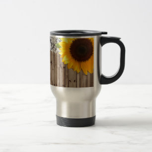 barnwood lace rustic western country sunflower travel mug