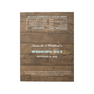 Barnwood Lights Aqua Wedding Favour Candy Wrappers Notepad