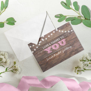 Barnwood Lights Pink Bat Mitzvah Thank You Note