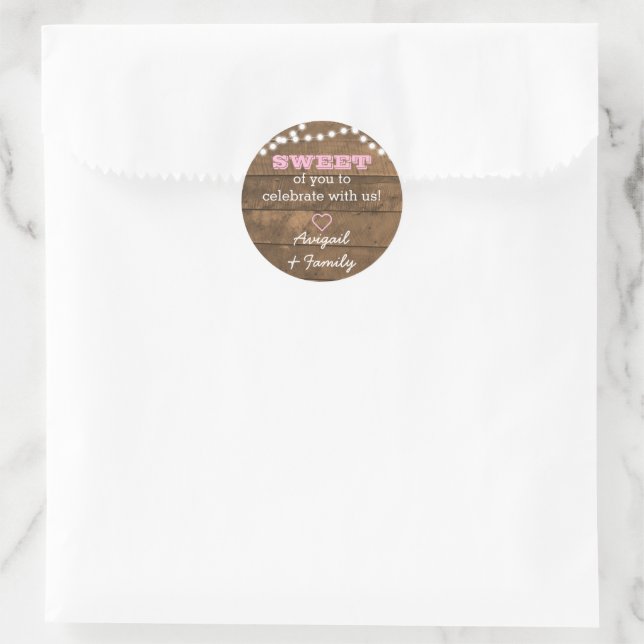 Barnwood Lights Pink Sweet Treat Bag Sticker (Bag)