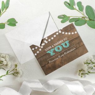 Barnwood Lights Teal Confirmation Thank You Note Card