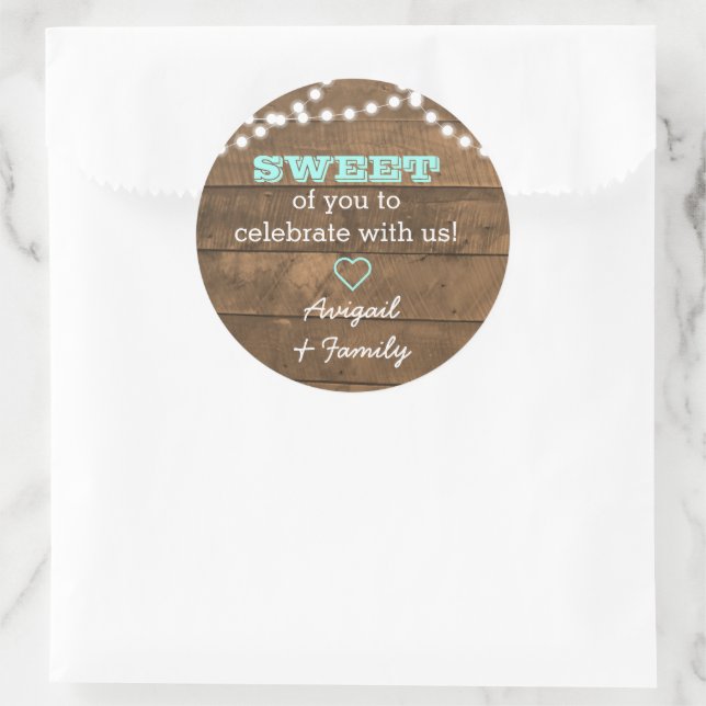 Barnwood Lights Teal Sweet Treat Bag Sticker (Bag)