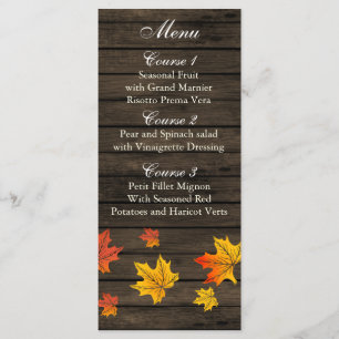 Barnwood Rustic Fall wedding menu cards