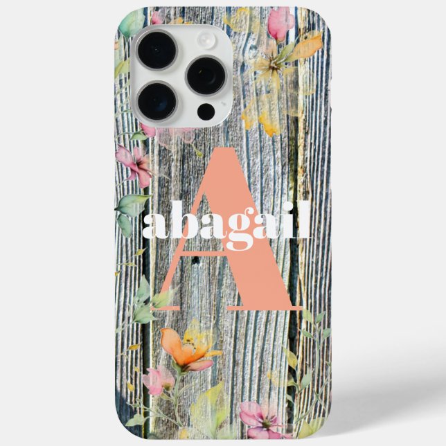  Barnwood script botanical  watercolor flowers Case-Mate iPhone Case (Back)