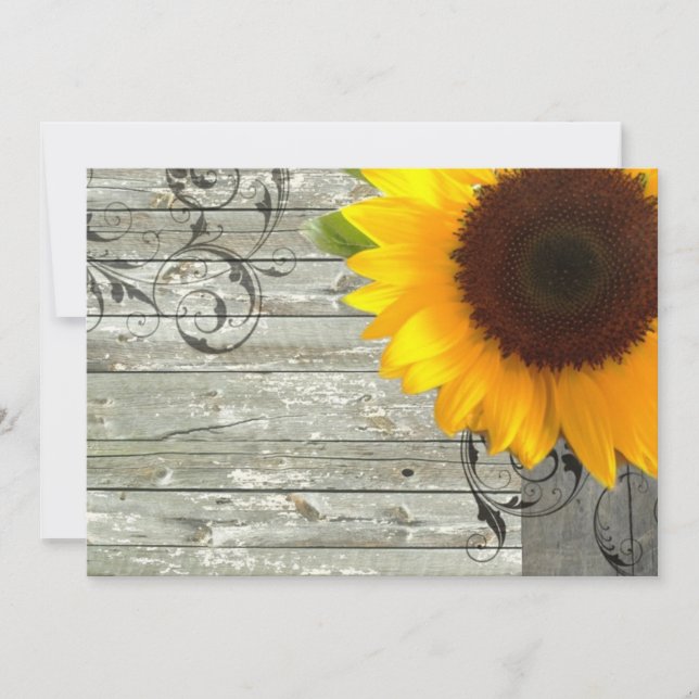 barnwood sunflower wedding country bridal shower invitation (Front)