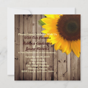 barnwood sunflower wedding country wedding invitation