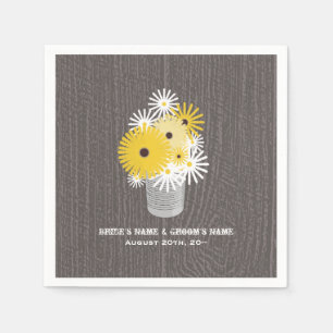 Barnwood + Tin Can Of Wildflowers Wedding Napkins