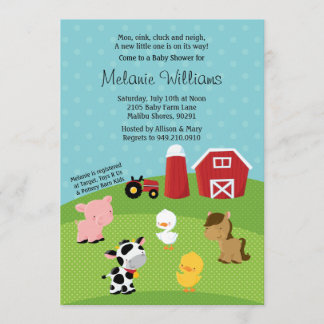Barnyard Animal Baby Shower Invitation