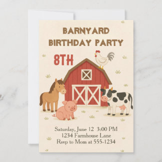 Barnyard Animal Birthday Invitation