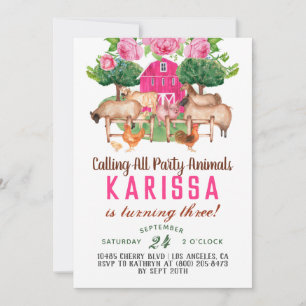 Barnyard Animal Farm Birthday Invitation