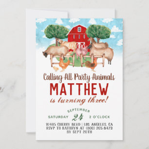 Barnyard Animal Farm Birthday Invitation