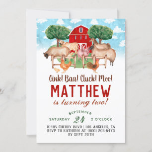 Barnyard Animal Farm Birthday Invitation