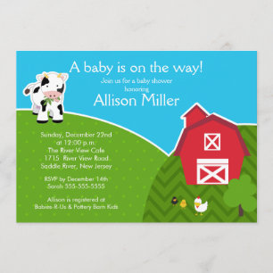 Barnyard Animal Neutral Baby Shower Invitation
