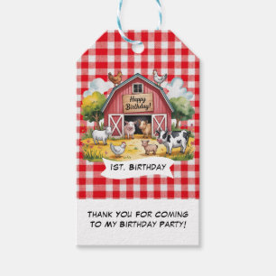 Barnyard Animals 1st. Birthday Party Thank You Gift Tags