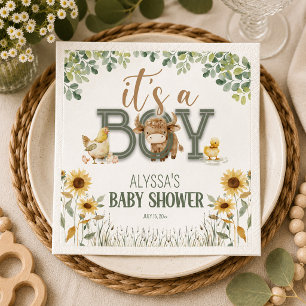 Barnyard Animals Baby Boy Baby Shower Napkin