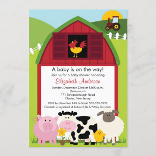 Barnyard Animals Baby Shower Invitation