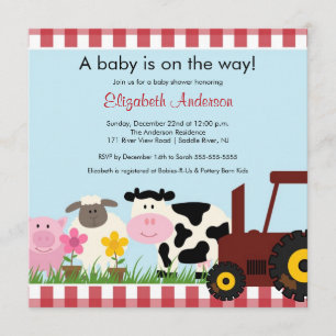 Barnyard Animals Baby Shower Invitation
