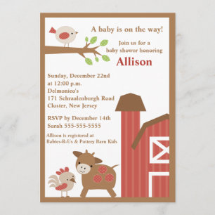 Barnyard Animals Baby Shower Invitation