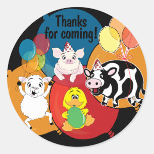 Barnyard Animals Birthday Party Classic Round Sticker
