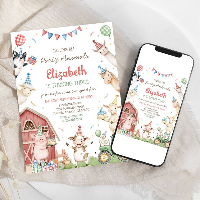Barnyard Animals Farm Birthday Party Invitation (Creator Uploaded)