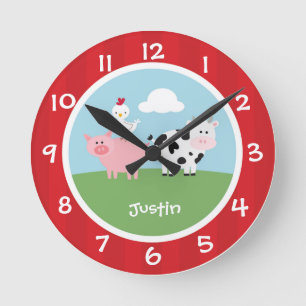 Barnyard Animals Nursery Wall Clock