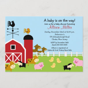 Barnyard Baby Animails Baby Shower Invitation