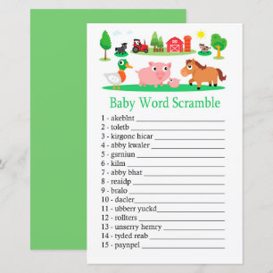 Barnyard Baby word scramble game