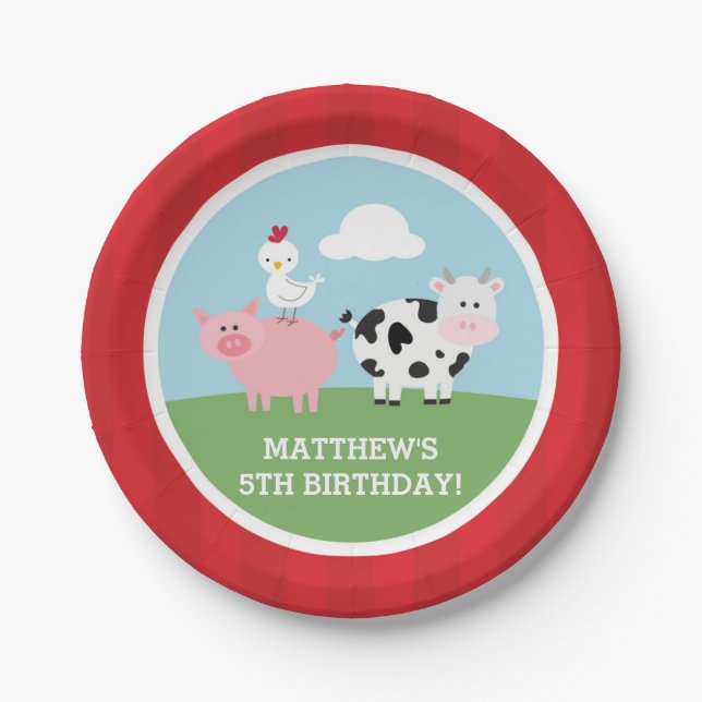 Barnyard Birthday Bash/Party Paper Plate (Front)