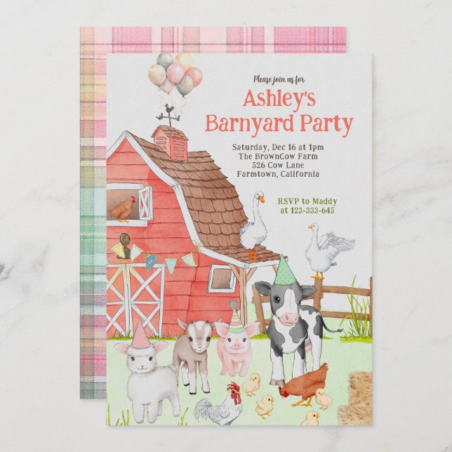 Barnyard Birthday Invitation (Front/Back)