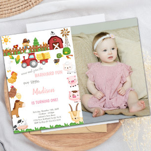Barnyard birthday invitations with photo